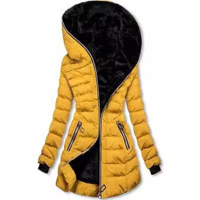 Hooded Fleece Padded Puffer Jacket For Cold Weather