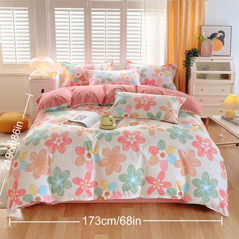 Spring Floral Bedding Set Duvet Cover 3 Piece With Shams