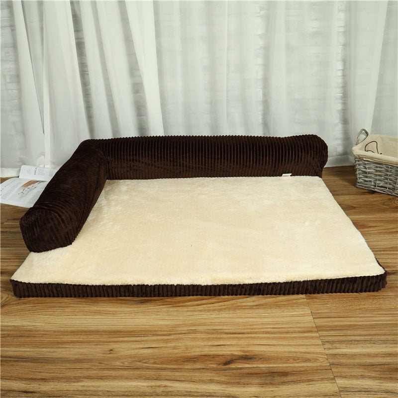 Corduroy Dog Bed Sofa with Non Slip Base and Dense Foam