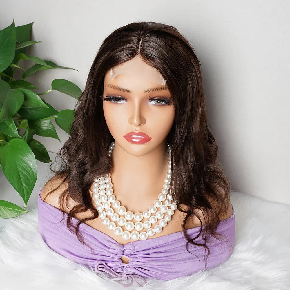 Chocolate Brown Lace Closure Wig with Natural Body Wave