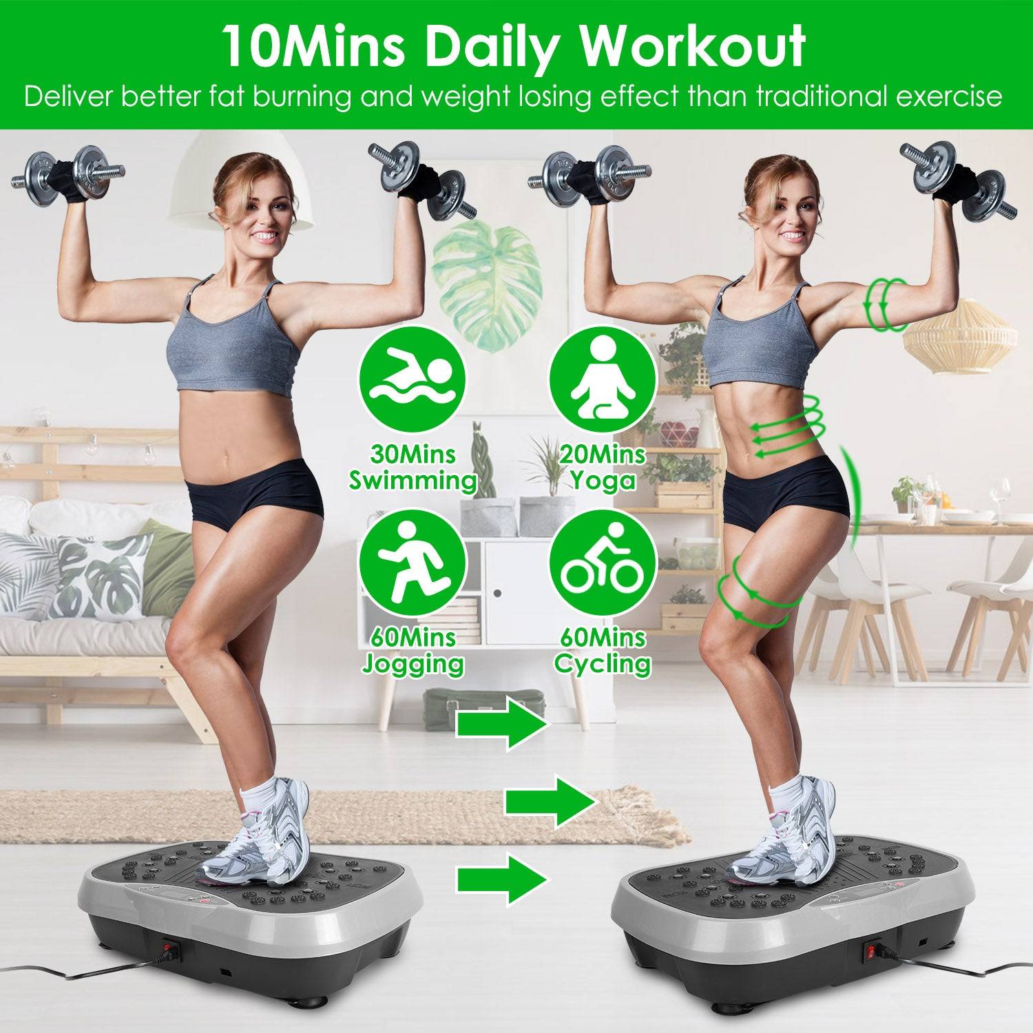 Whole Body Vibration Plate Exercise Machine With Bands