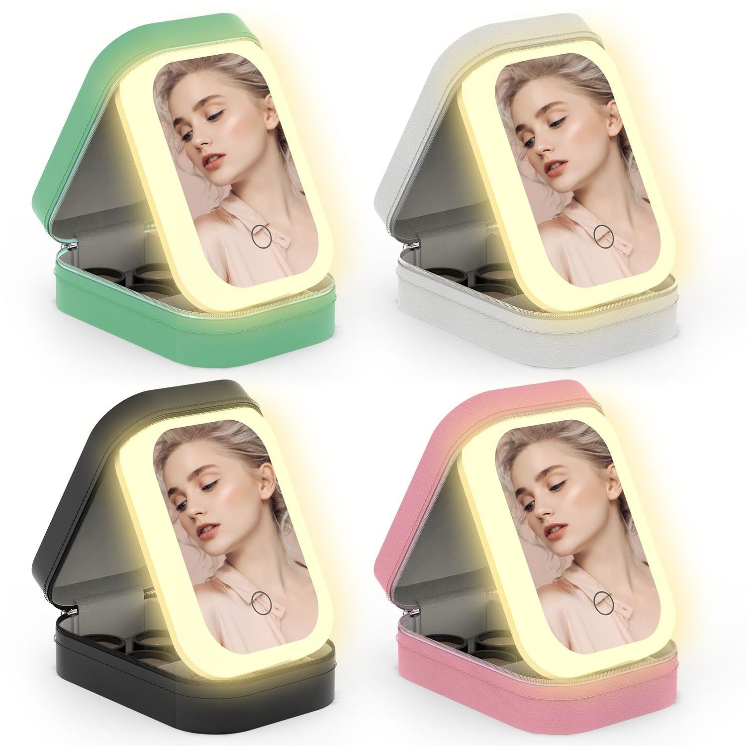 Portable Makeup Bag with LED Mirror Waterproof Organizer