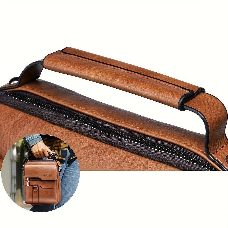 Men’s Vintage Crossbody Bag Adjustable Strap, Multiple Compartments, Durable Zipper for Everyday Use & Travel
