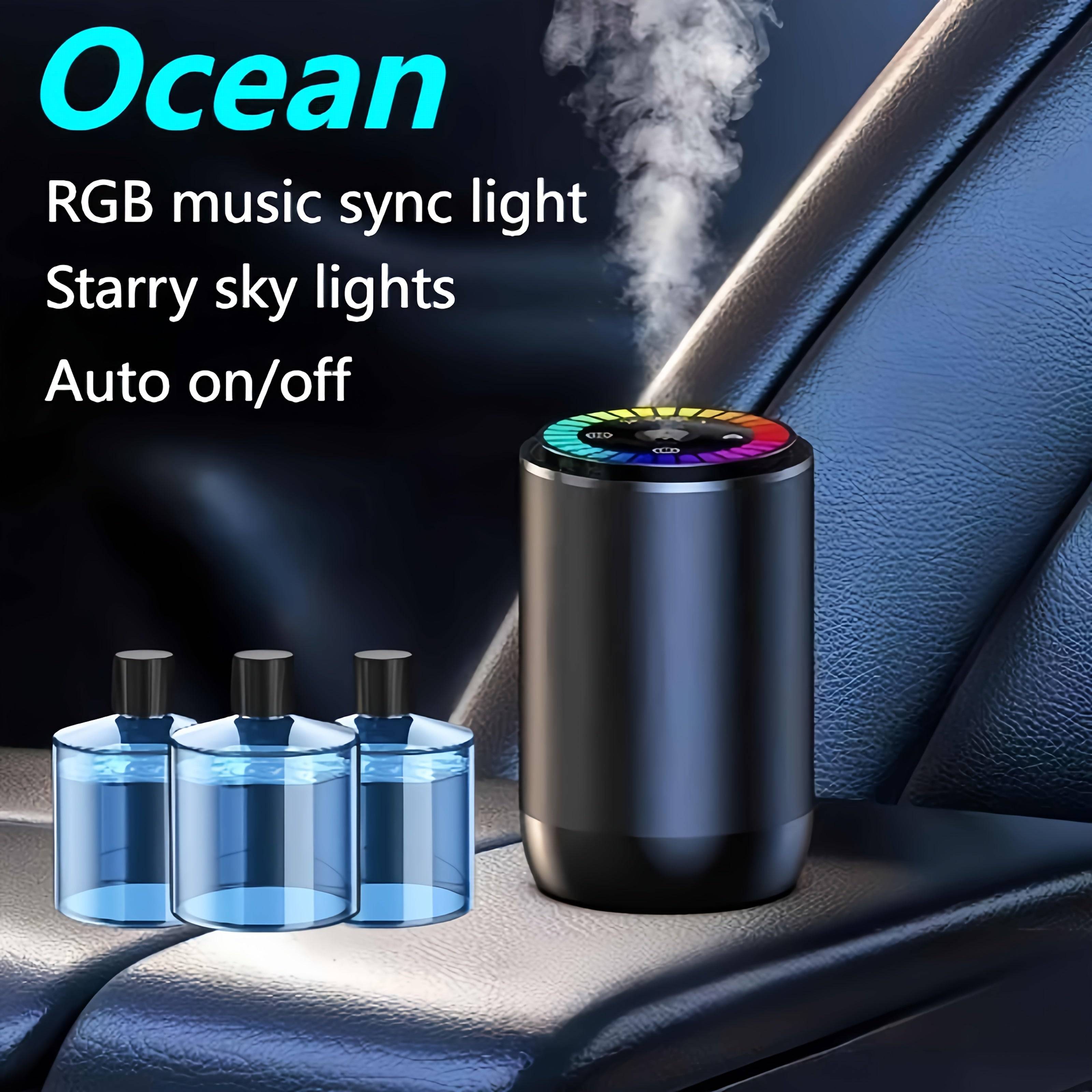 Smart Car Air Freshener with Dynamic Light Show & Starry Sky Mode Essential Oil Diffuser with Adjustable Fragrance Intensity Long-Lasting French Cologne Scent