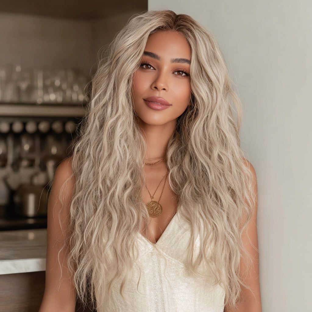 Wig Gray Gradient Wavy Curly T Lace Front 150 Density