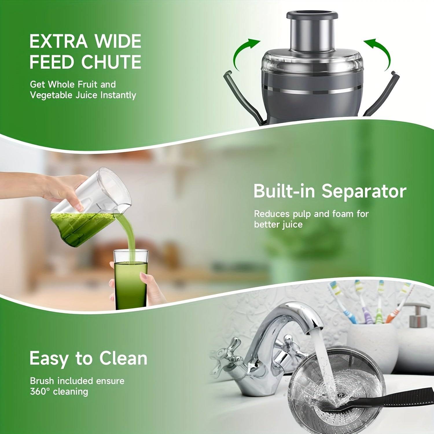 500W Centrifugal Juicer Machine Wide Mouth Chute & 27000 RPM Extraction BPA-Free & Easy to Clean