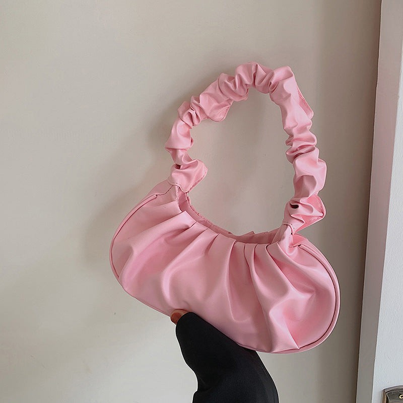 Women Cloud Pleated Shoulder Bag in Pure Color