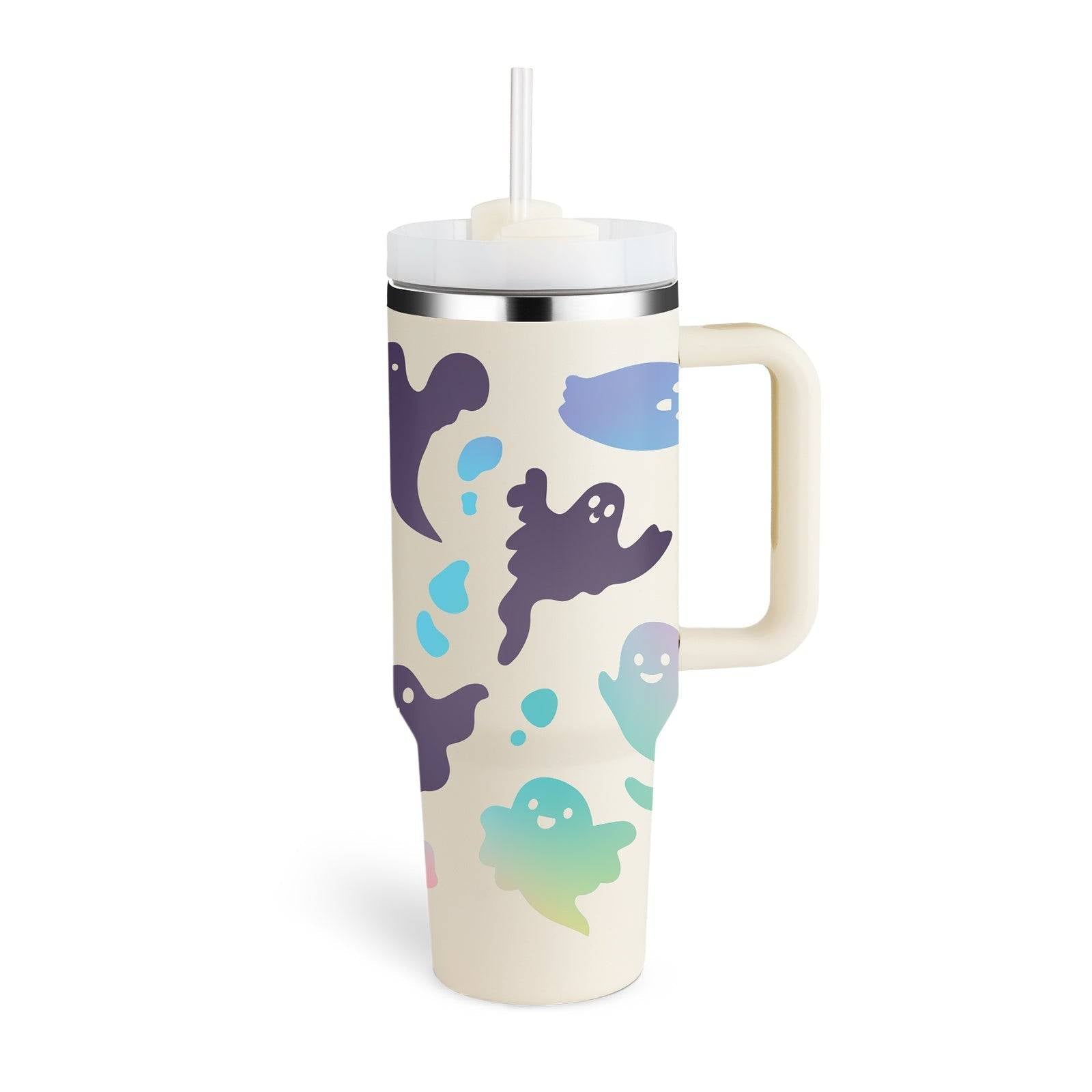 40oz Stainless Steel Insulated Tumbler with Handle and Straw