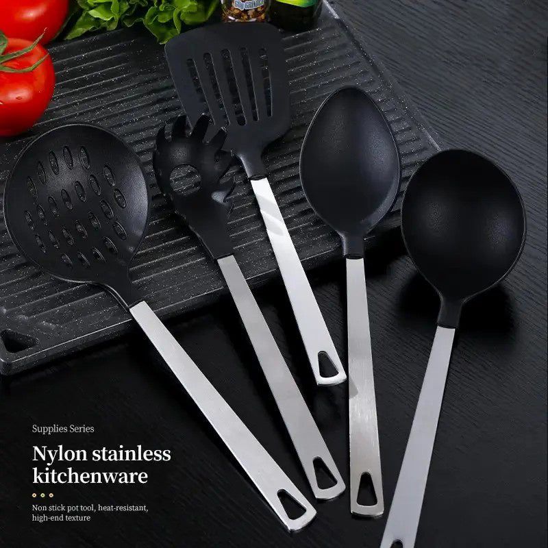 Cooking Utensils 5 Piece Set Stainless Steel and Nylon