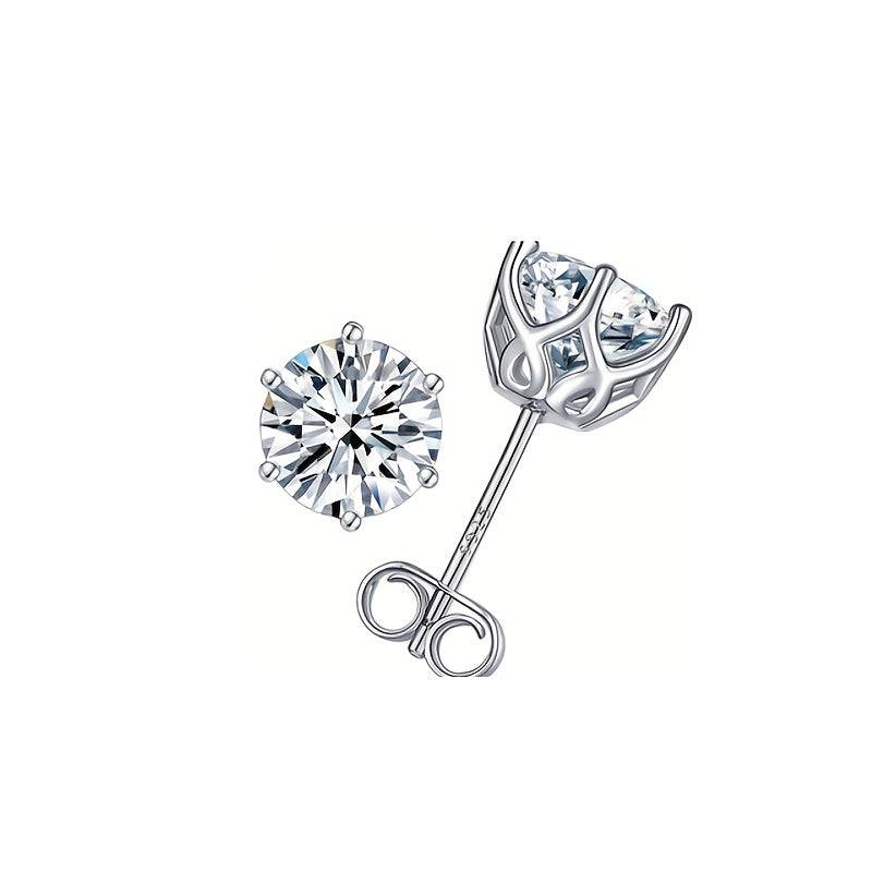 2 Carat Moissanite Stud Earrings in 925 Silver Unisex Hypoallergenic Design Elegant Style for Daily or Gift Use