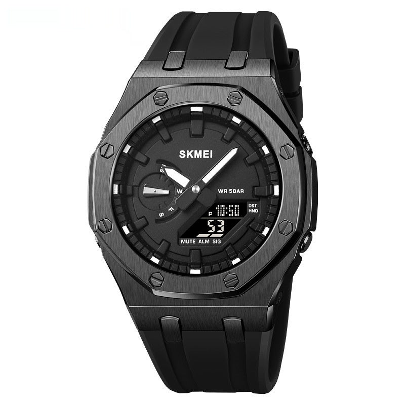 Men’s Multifunction Sports Watch Waterproof 50M Electronic LED Luminous Display with Silicone Strap