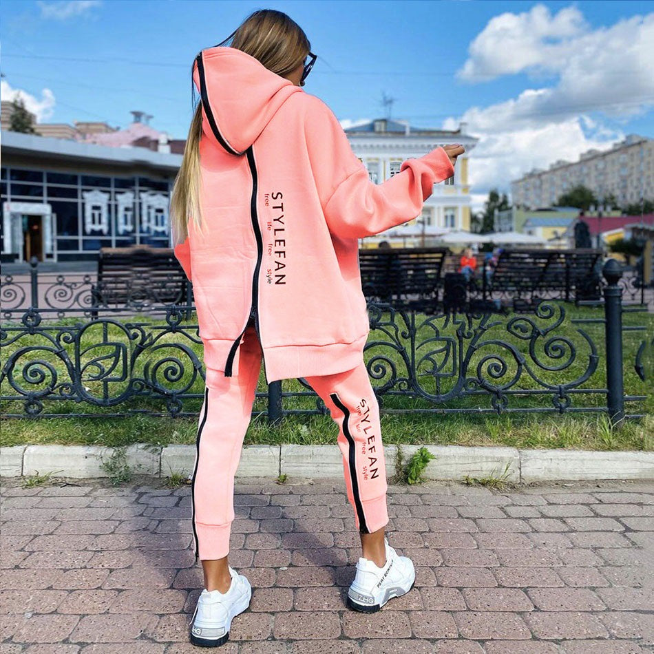 Women’s Long Hoodie Two Piece Sweatshirt Set