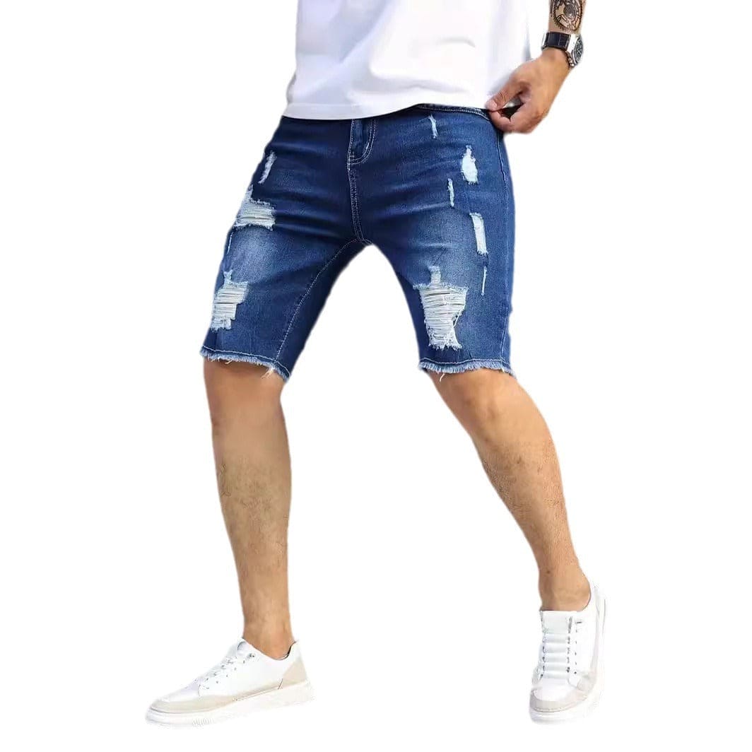 Leisure Ripped Slim Fit Denim Shorts - PMMNAPOLES