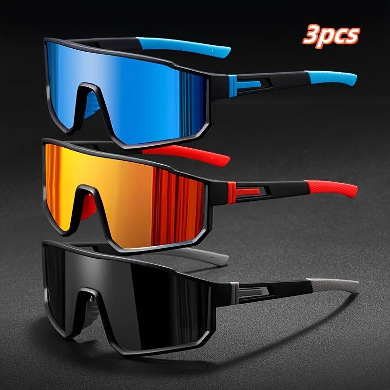 3 Pairs Polycarbonate Mirrored Sunglasses Durable Sports Fashion Glasses with Stylish Lens for Hiking, Festivals & Everyday Wear for Men & Women