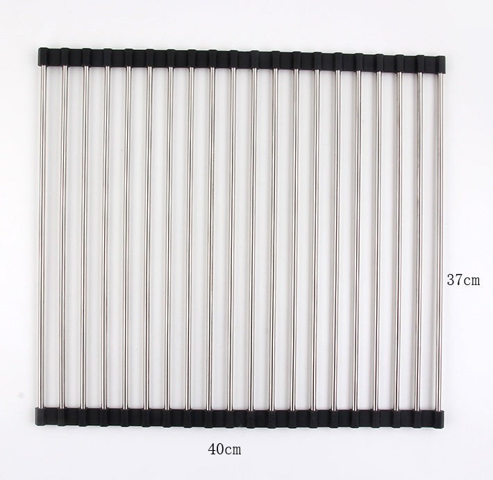 Folding Sink Drainer Stainless Steel Roll Up Kitchen Rack