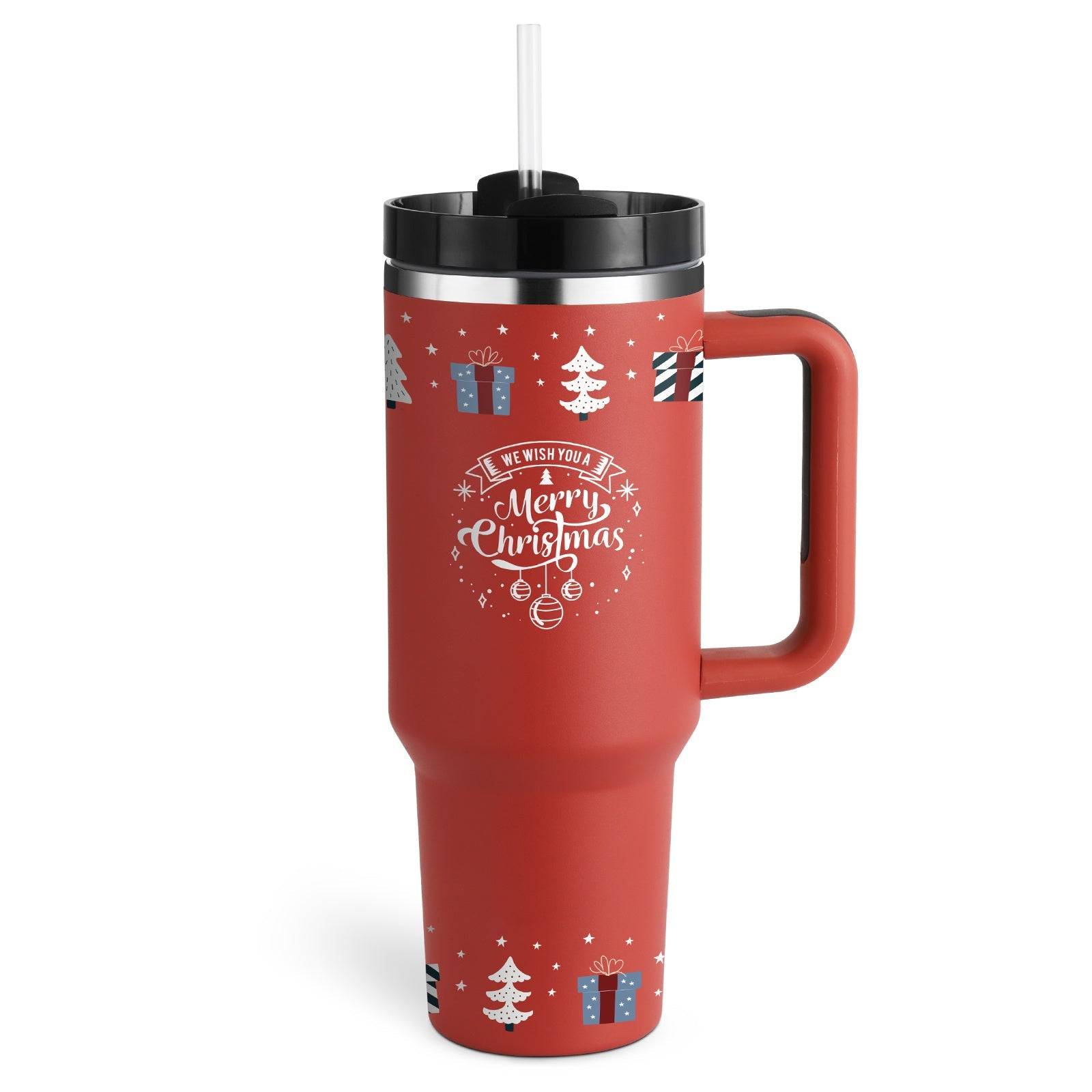 40oz Stainless Steel Insulated Tumbler with Handle and Straw