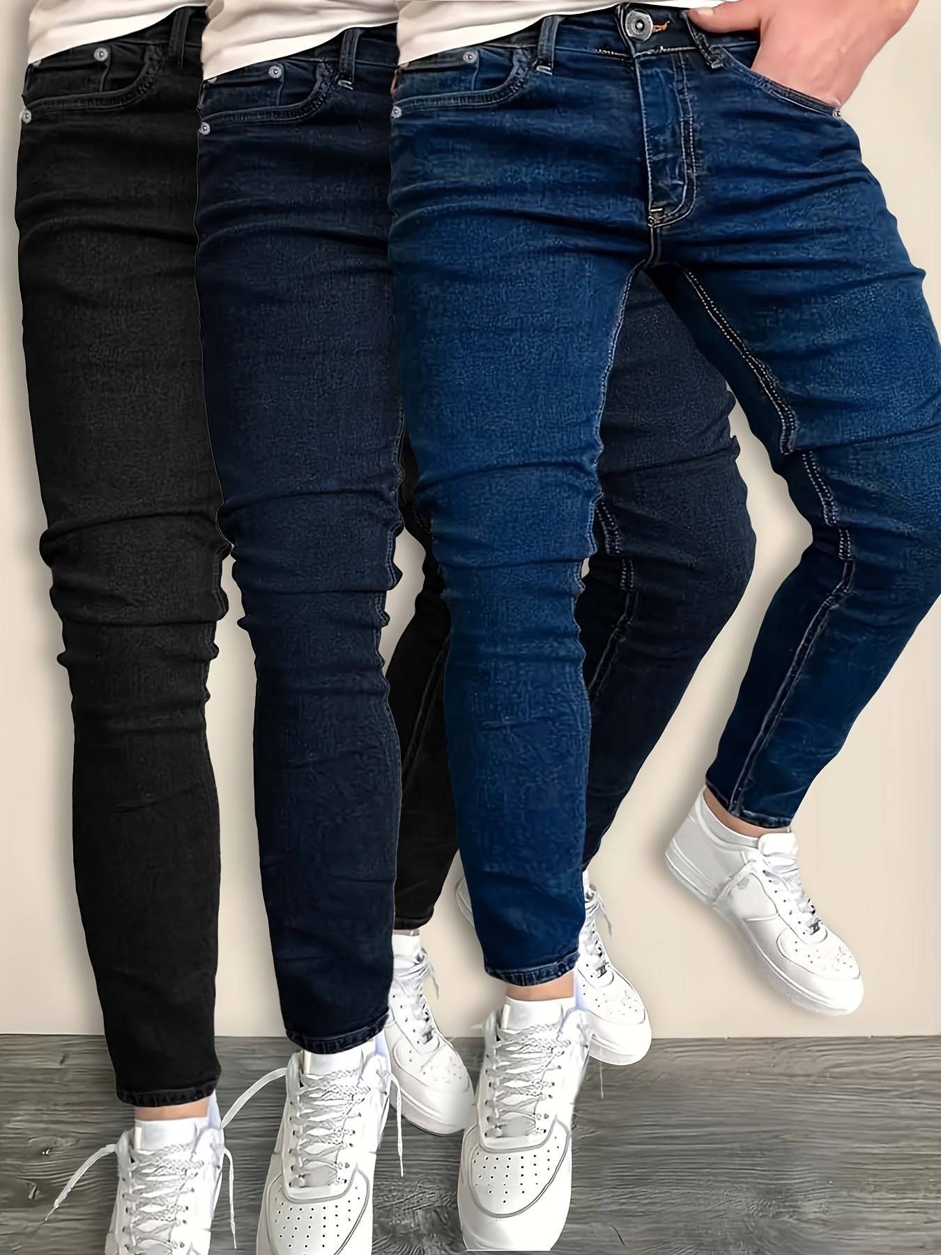 3-Pack Men’s Slim Fit Jeans – Stretch Denim Pants, Classic & Versatile Style for All-Season Casual Wear