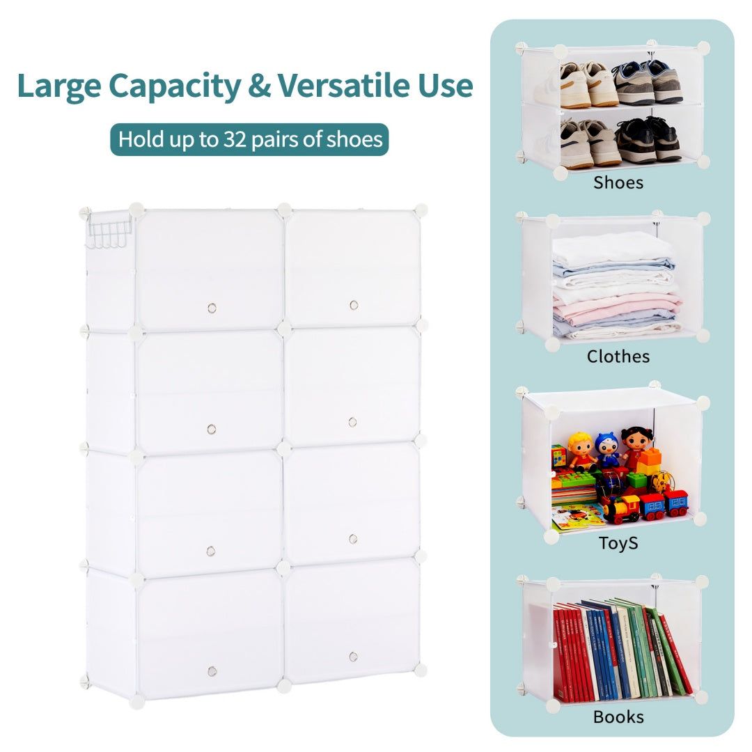 6 Tier Shoe Rack with Doors Large Capacity Storage