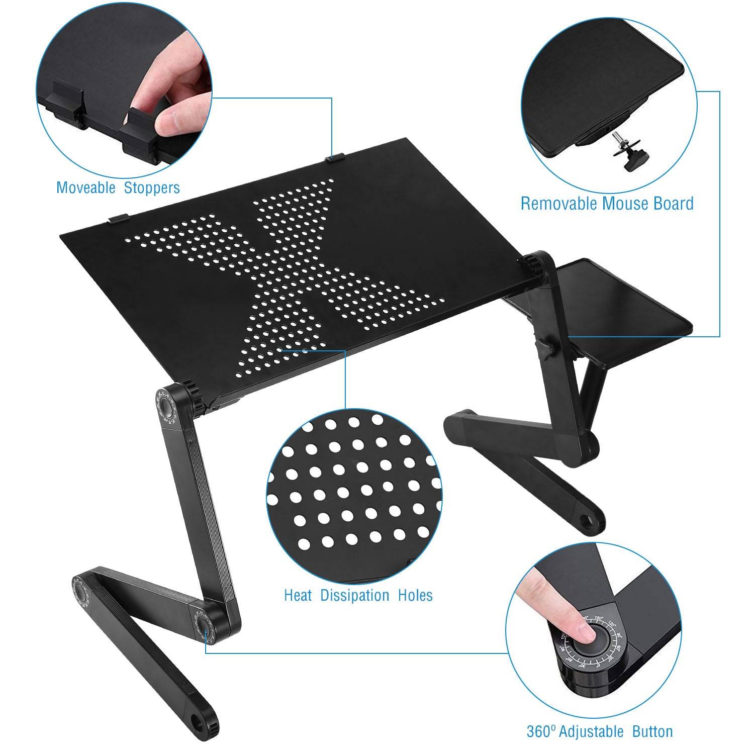 Foldable Laptop Table with 360 Adjustable Legs