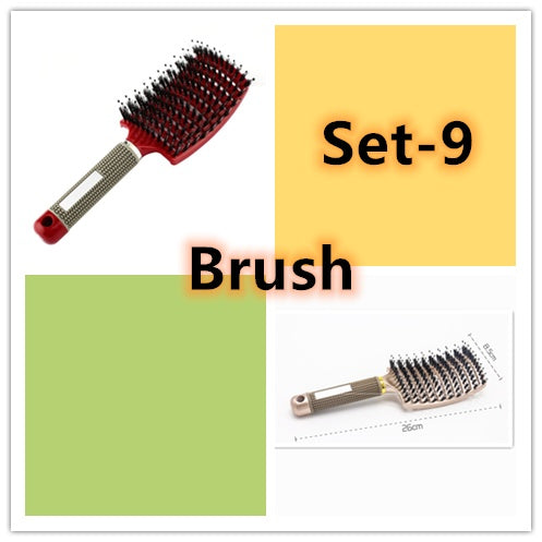 Bristle and Nylon Hair Brush with Massage and Soft Handle