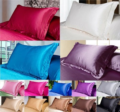 Pure Color Silk Pillowcase Soft Smooth Single Cover