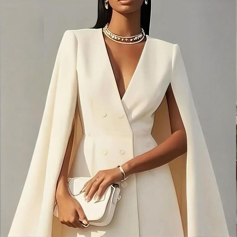 Womens V Neck Cape Sleeve Blazer Dress for Spring Events