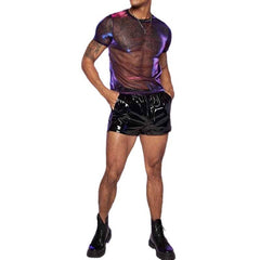 New Golden Thin And Glittering See-through Mesh Short-sleeved T-shirt For Boys - PMMNAPOLES