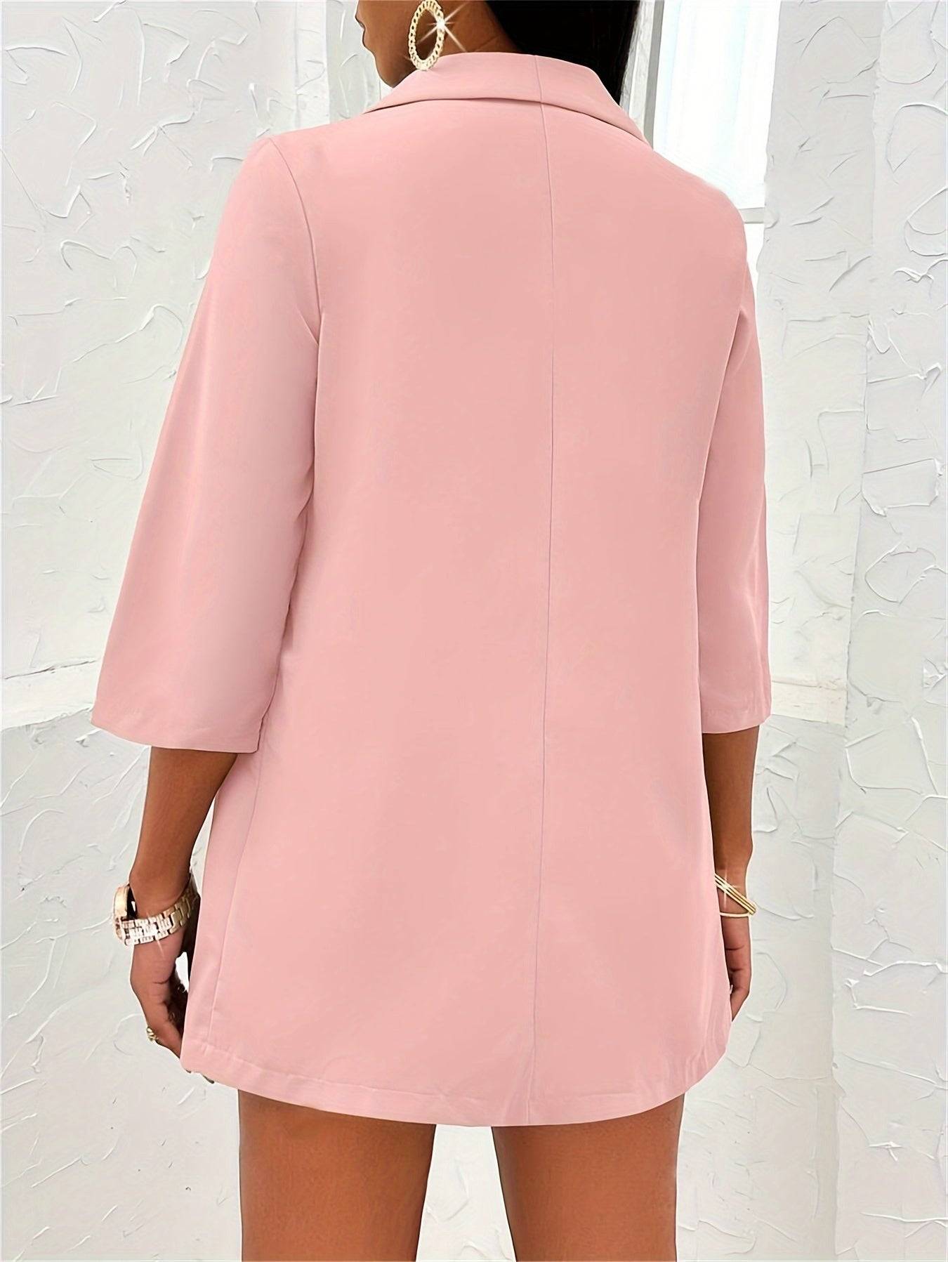 Women’s Three-Piece Set Strapless Top, Shorts & Jacket with Green Fruit Collar Solid Color Casual Wear