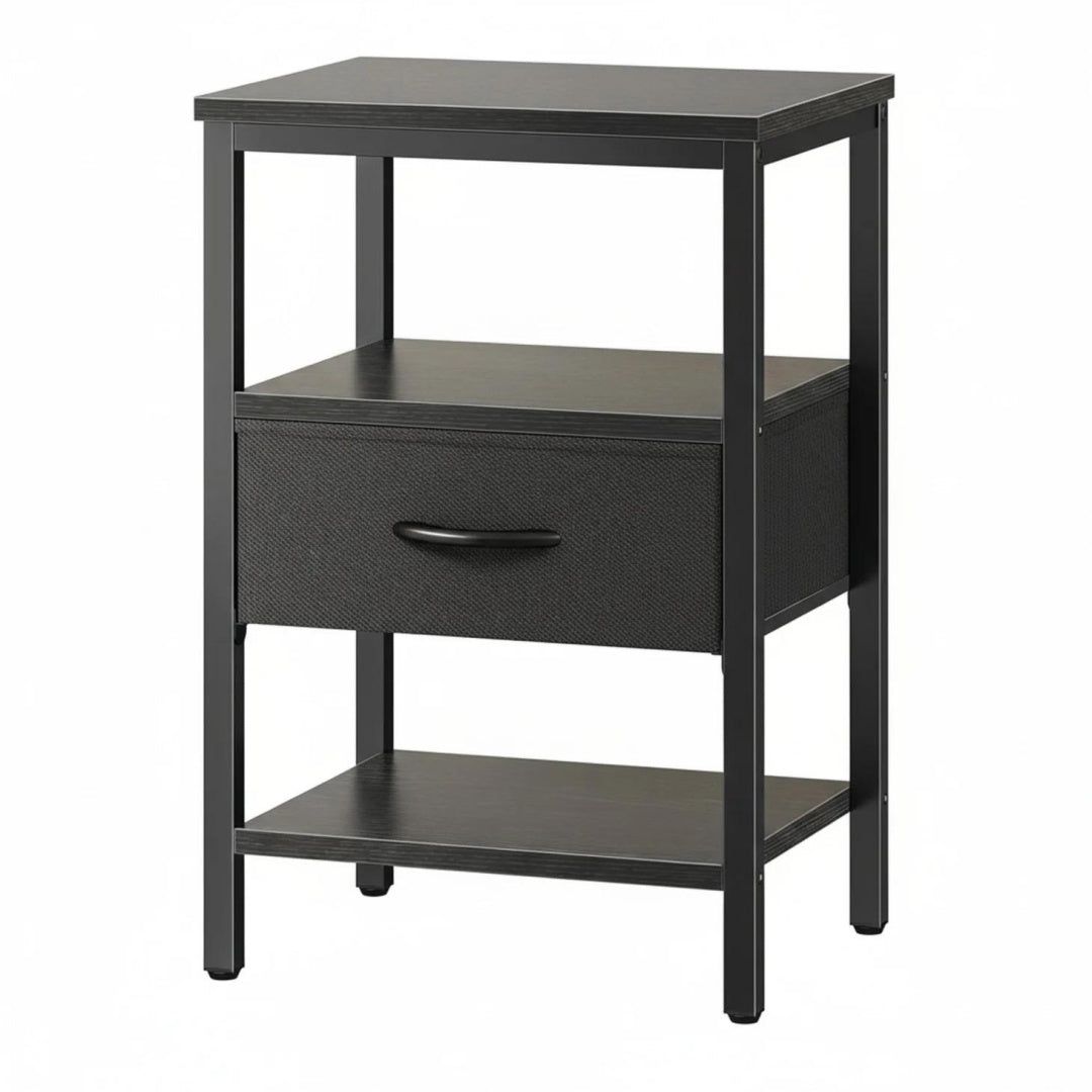 Bedside Table with Charging Station and Adjustable Shelves