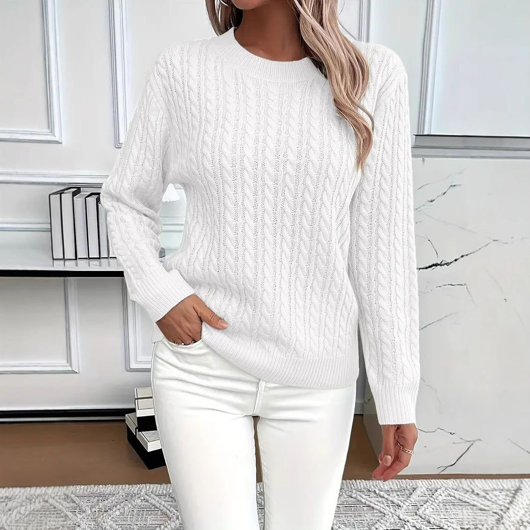 Classic Twist Sweater Round Neck Long Sleeve Pullover