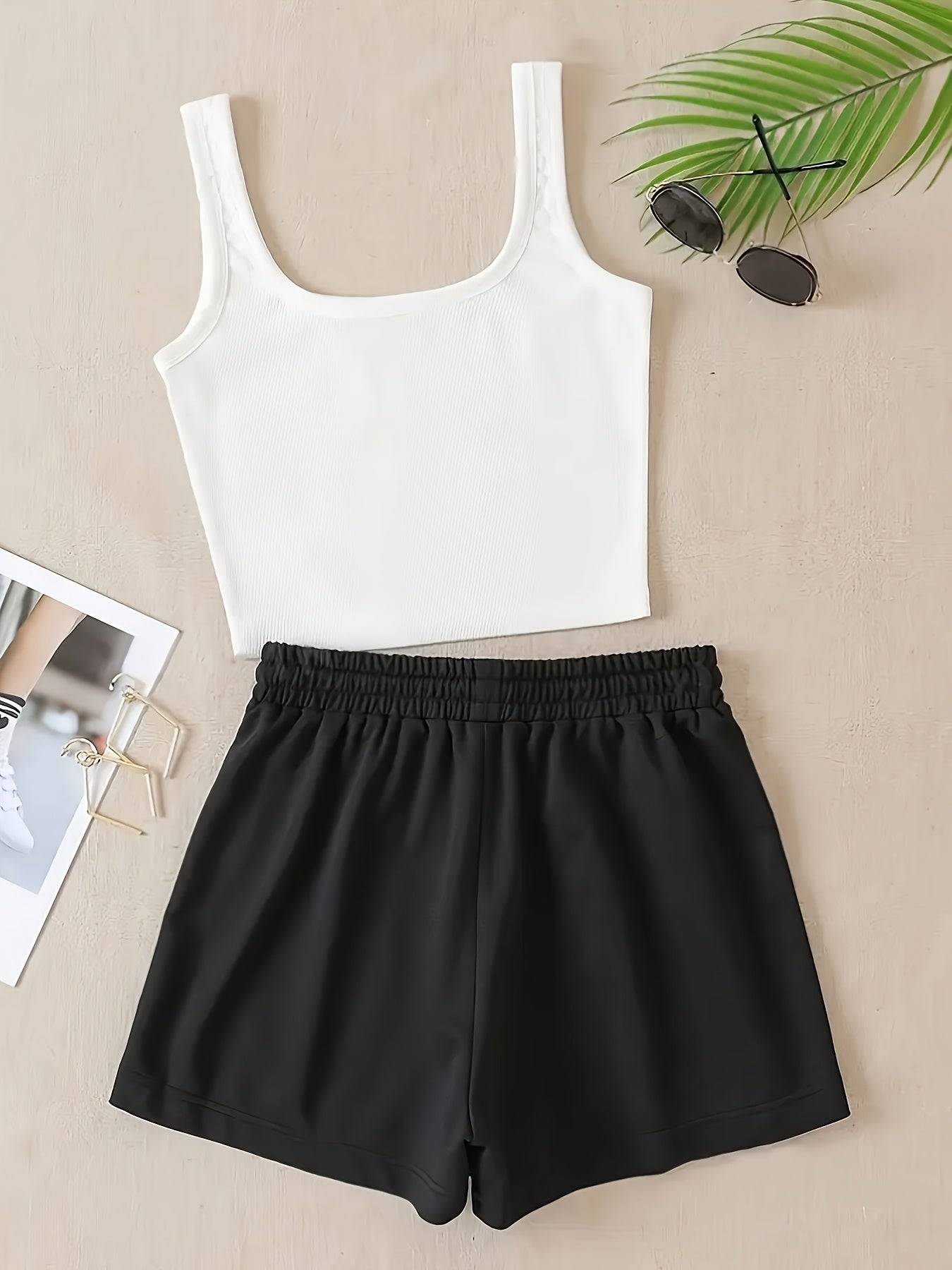 Women’s Printed Pants Set Breathable Sleeveless Top & Comfortable Casual Trousers for Spring & Summer