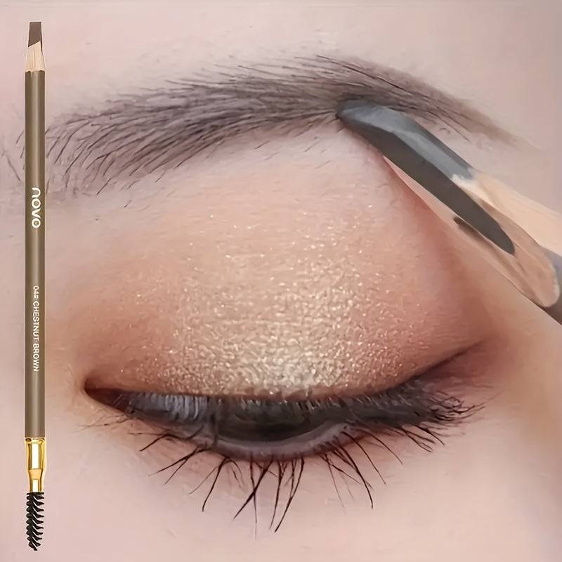 4pcs Waterproof Eyebrow Pencil Set Smudge-Proof Double-Head Design with Built-In Brush for Natural Look