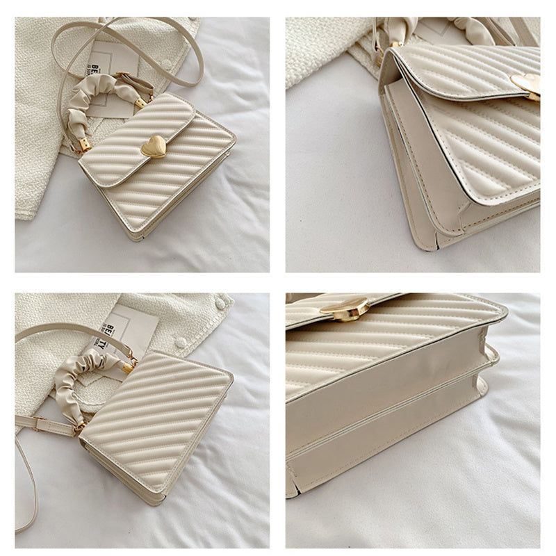 Womens PU Leather Tote Bag with Chain Strap and Love Metal