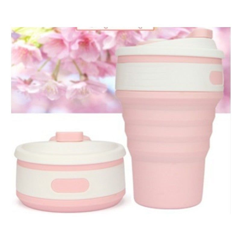Collapsible Silicone Travel Cup 350ml BPA-Free Folding Coffee Mug with Leak-Proof Lid and Handle
