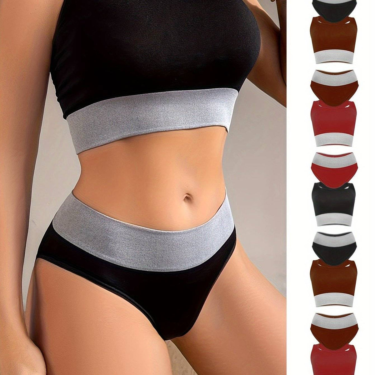 6-Pack Seamless Racerback Bra & Panty Set for Women Breathable Quick-Dry Fit for Fitness, Everyday