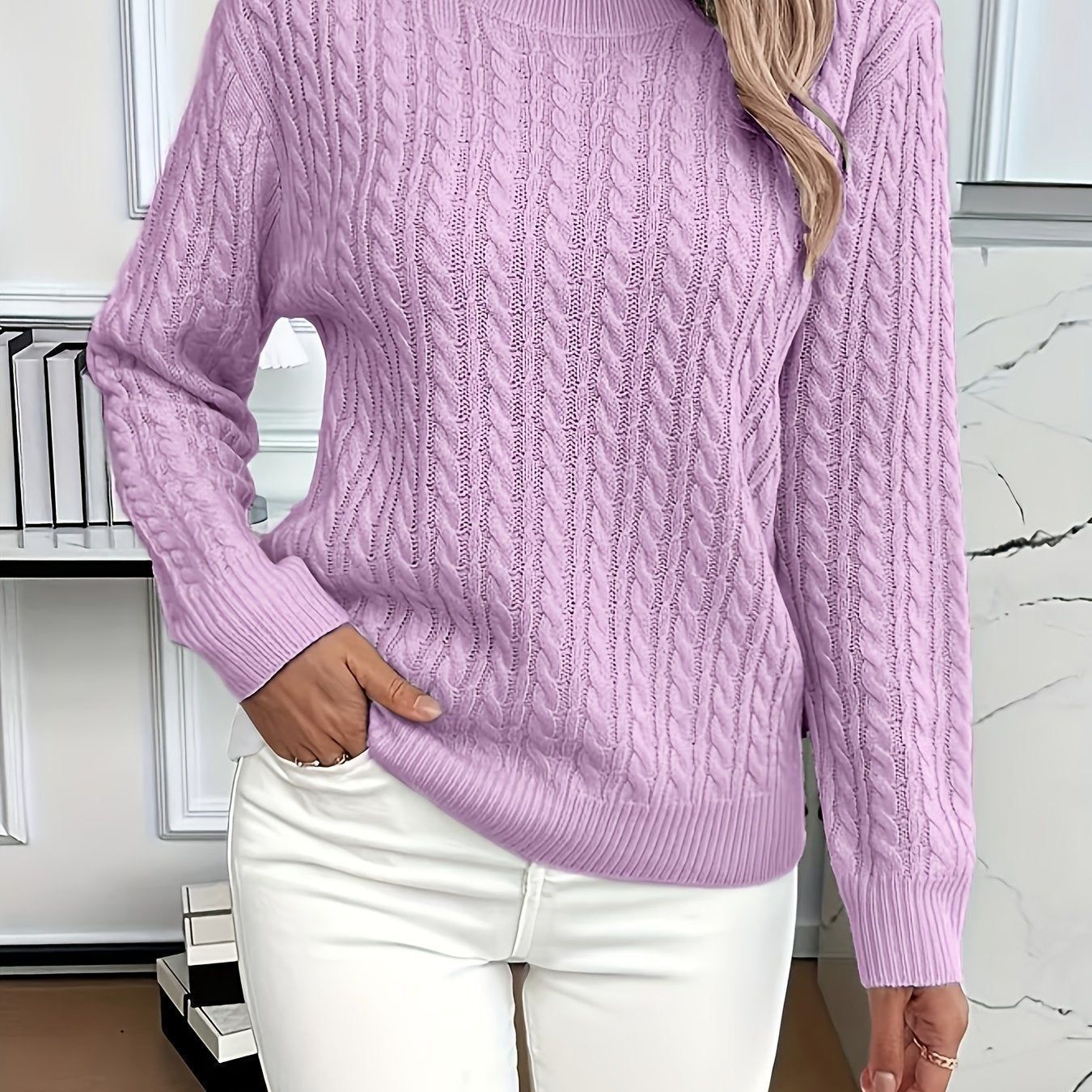 Classic Twist Sweater Round Neck Long Sleeve Pullover