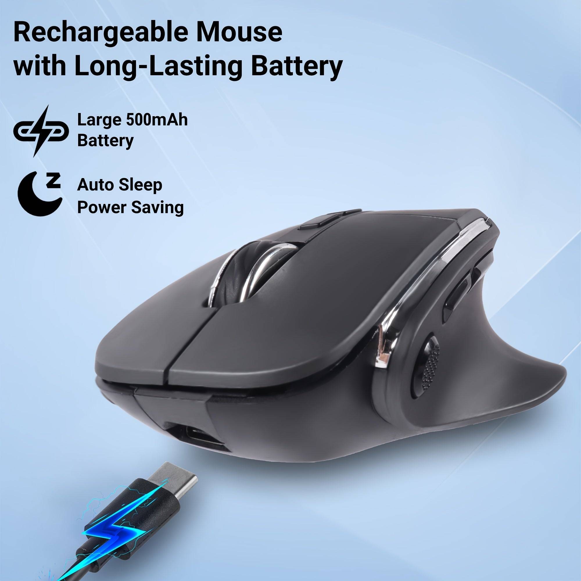 Bluetooth Vertical Ergonomic Mouse – Dual Mode, Rechargeable, 8 Buttons