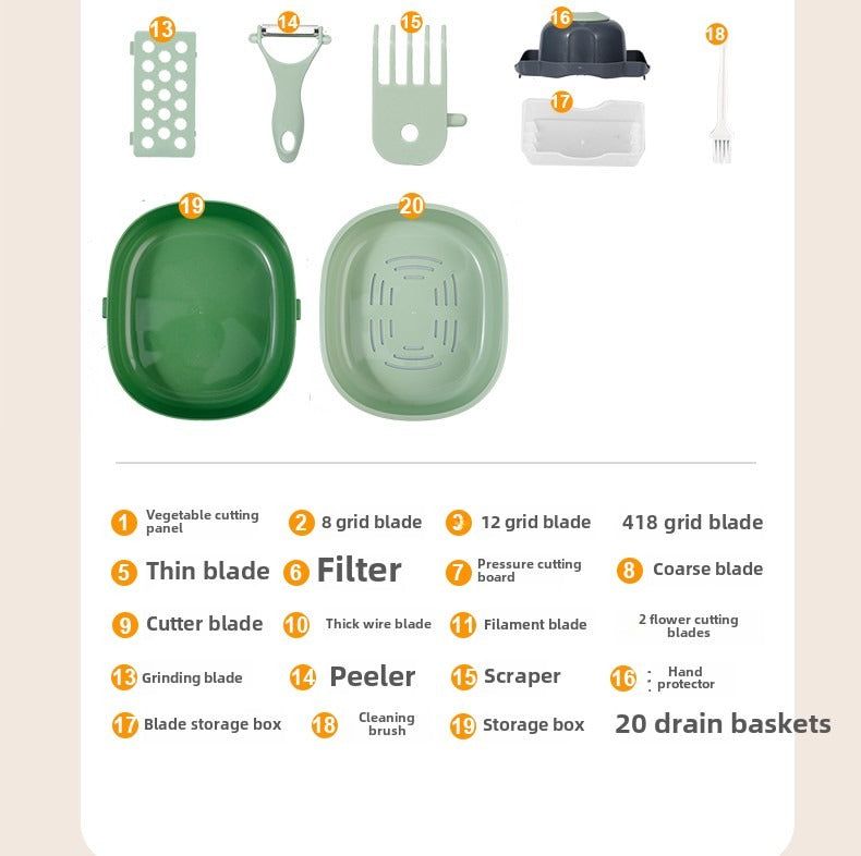 Manual Food Chopper With Stainless Steel Blades Oval Design