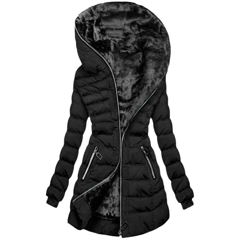 Hooded Fleece Padded Puffer Jacket For Cold Weather