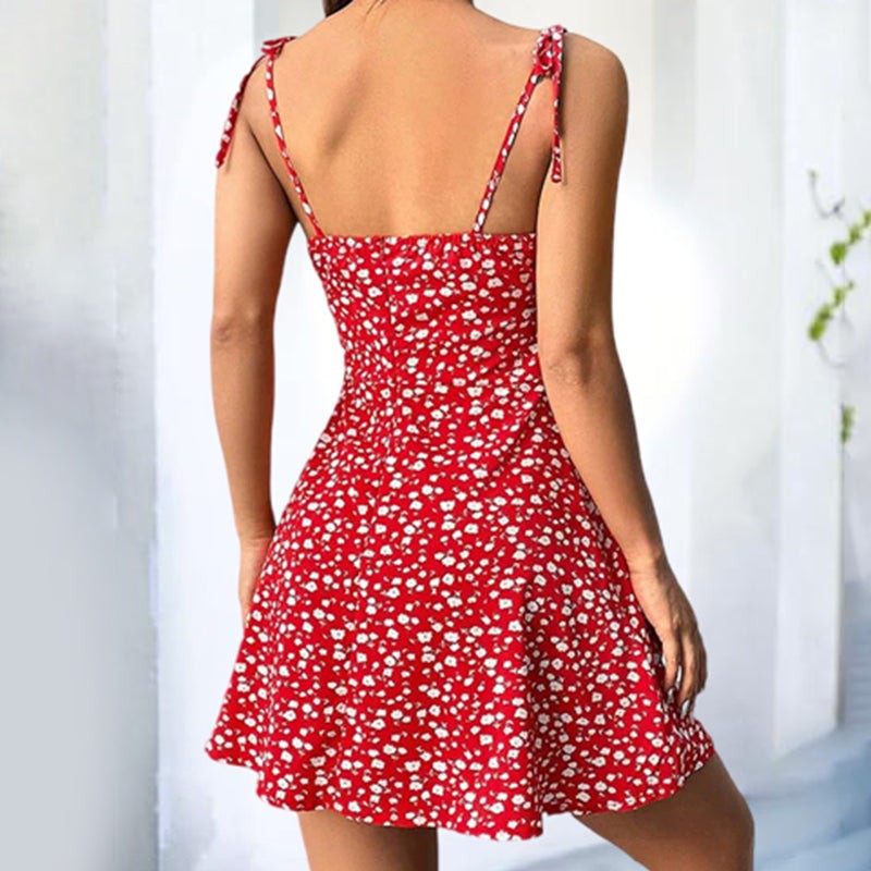 Floral Mini Dress with Spaghetti Straps for Summer