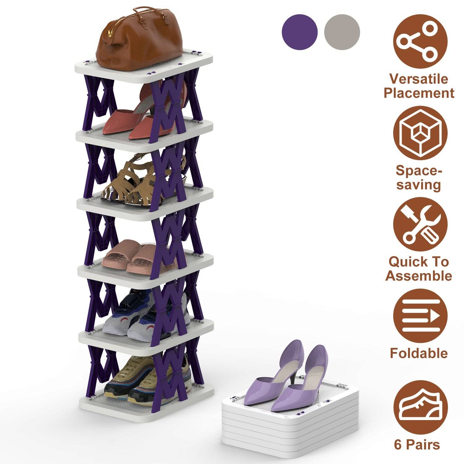 Foldable Vertical Shoe Rack for Small Spaces
