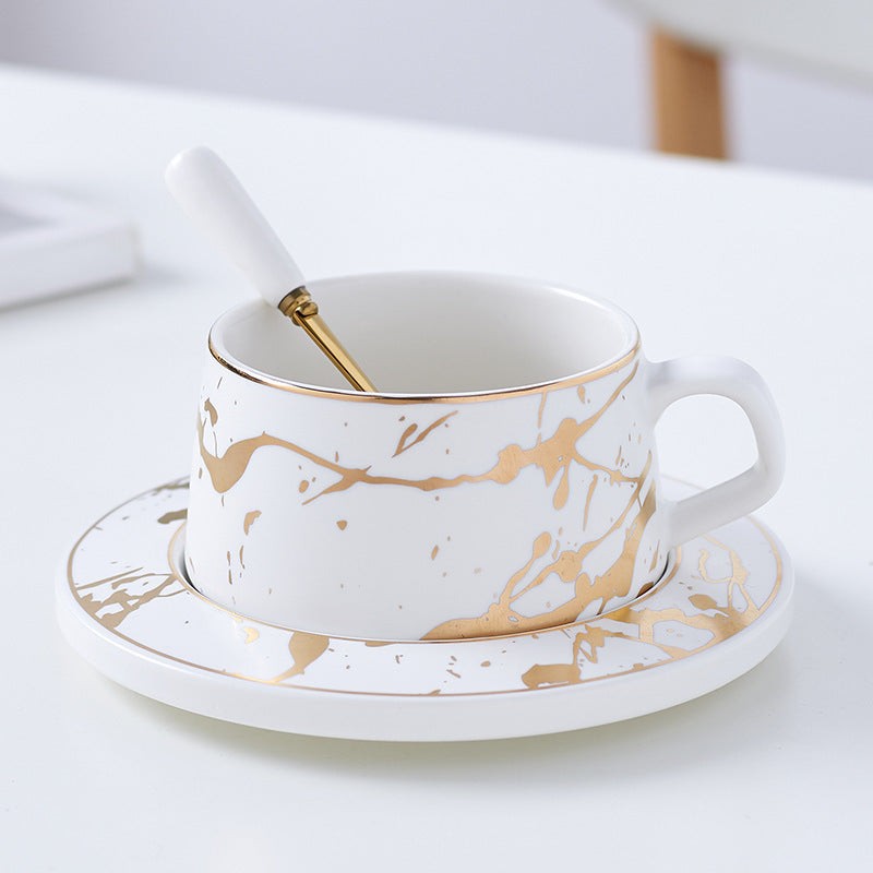 Ceramic Coffee Cup with Saucer 300ml Plain Design Available in Matte White Black or Malachite Green