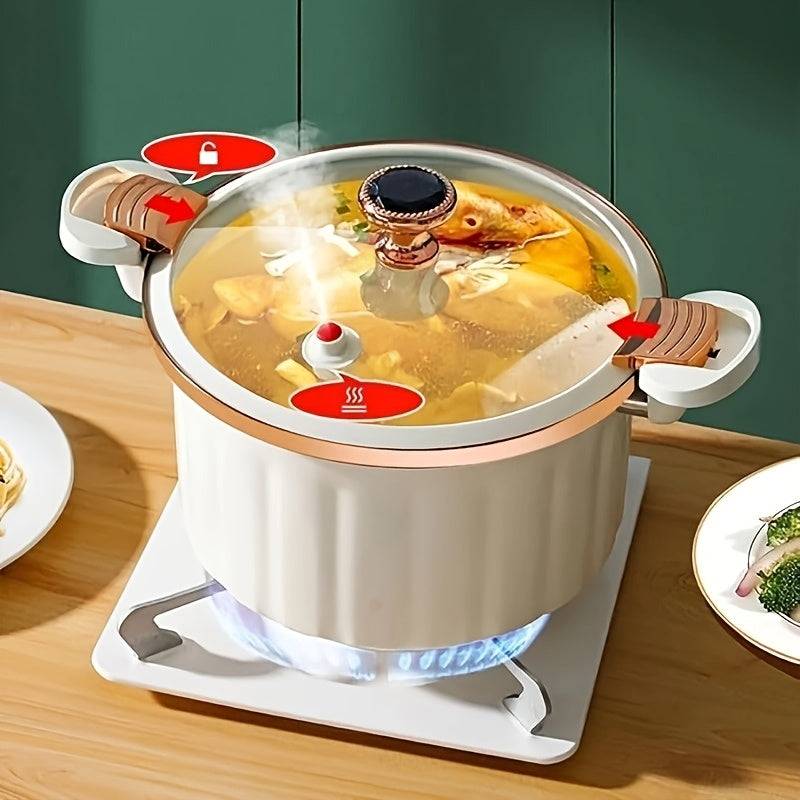 8L Large-Capacity Non-Stick Multi-Function Pot – Steaming, Boiling & Frying with Push-Pull Lock and Silicone Seal for Family Meals & Holidays