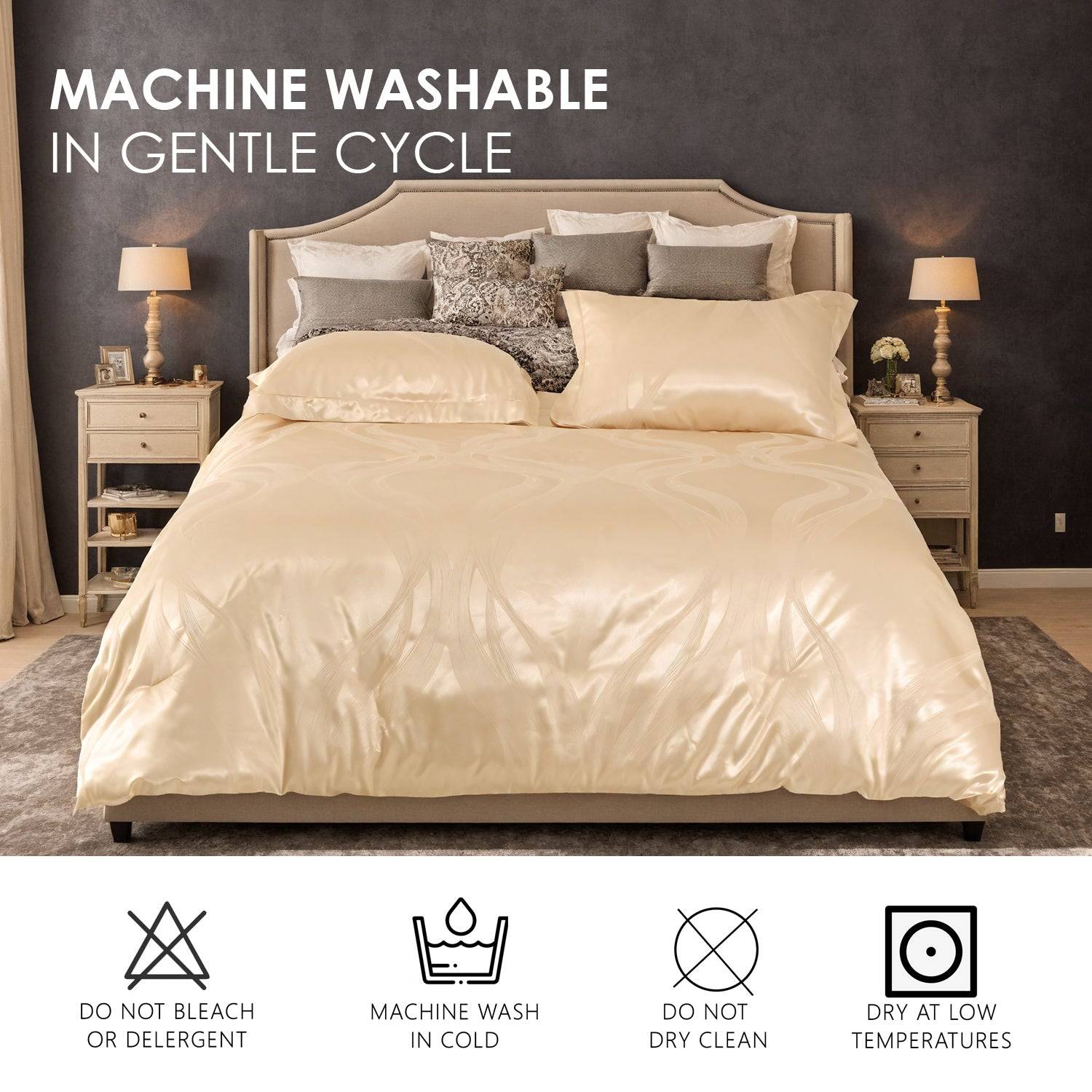 Luxury Satin Bedding Set Italian Gold Jacquard Design