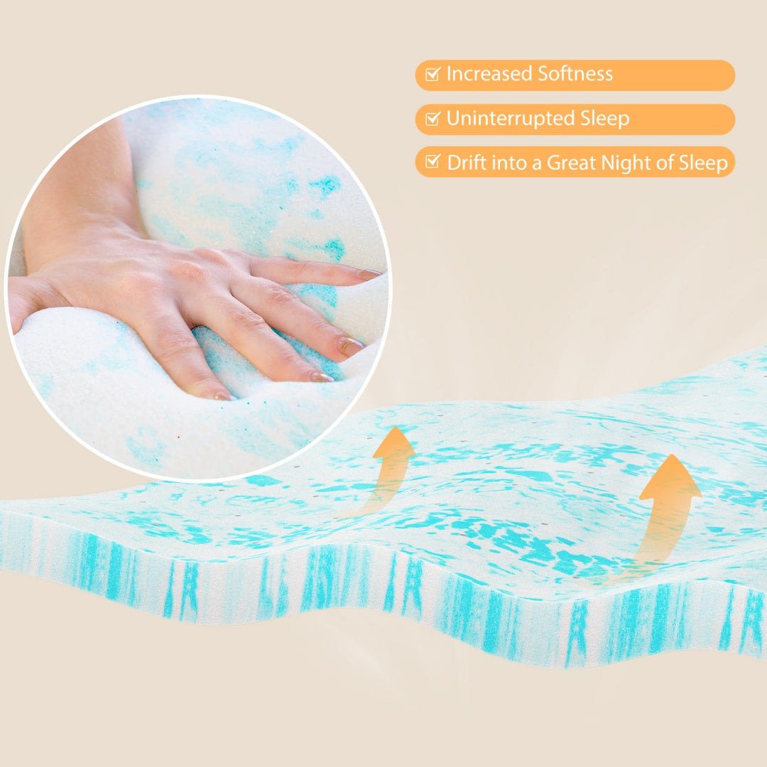 Cooling Gel Memory Foam Mattress Topper for Better Sleep