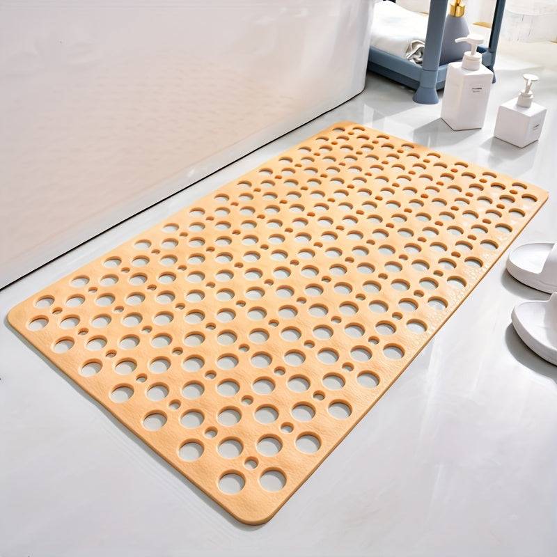 Quick-Dry Non-Slip Massage Bath Mat 43x75cm Suction Cup Mat with Drain Holes & Rings for Home & Hotel Use