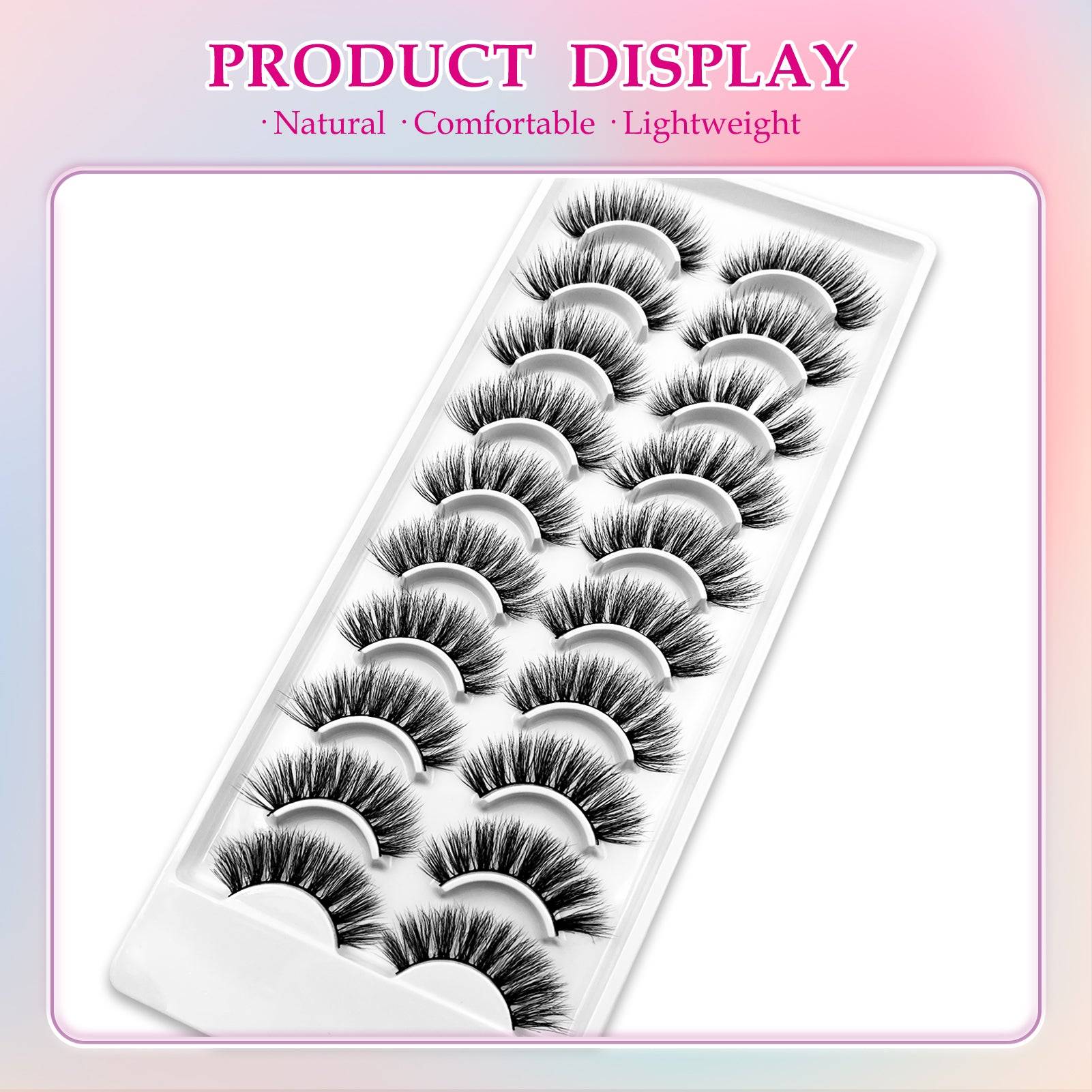 3D Faux Mink Eyelashes 10 Pairs Reusable Volume Set