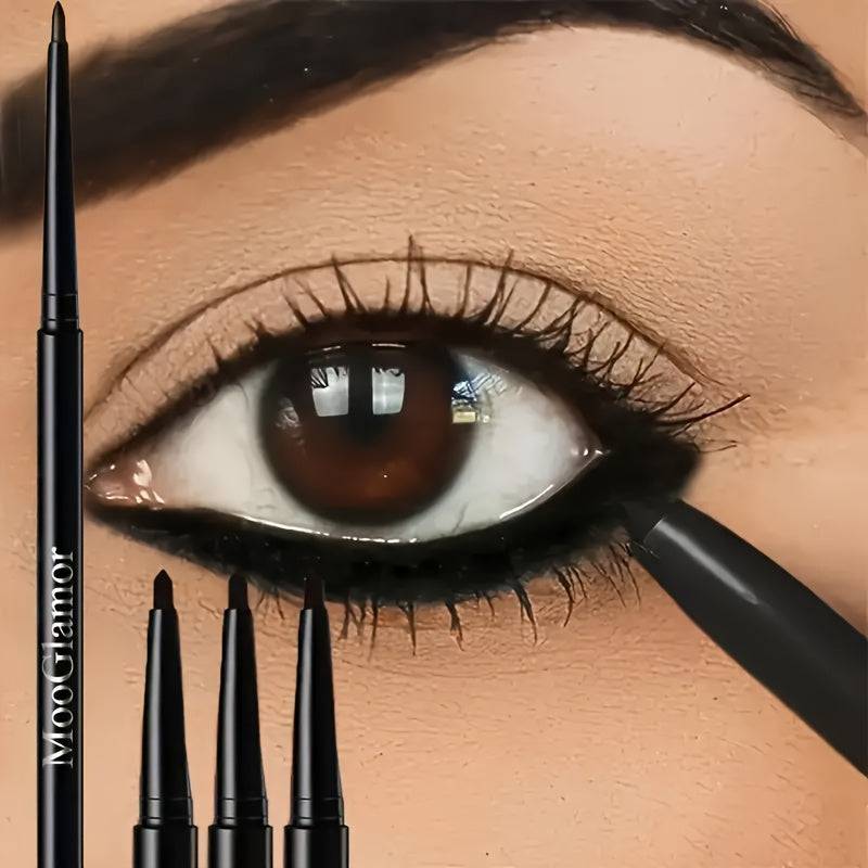 3pcs Waterproof Black Eyeliner Pencil Set Smudge-Proof & Long-Lasting Easy-Glide for Bold Eye Looks