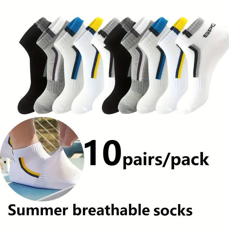 10/20/30 Pairs Men’s Athletic Socks Breathable Moisture-Wicking Design with Geometric & Letter Patterns Colorful Casual Gym Wear