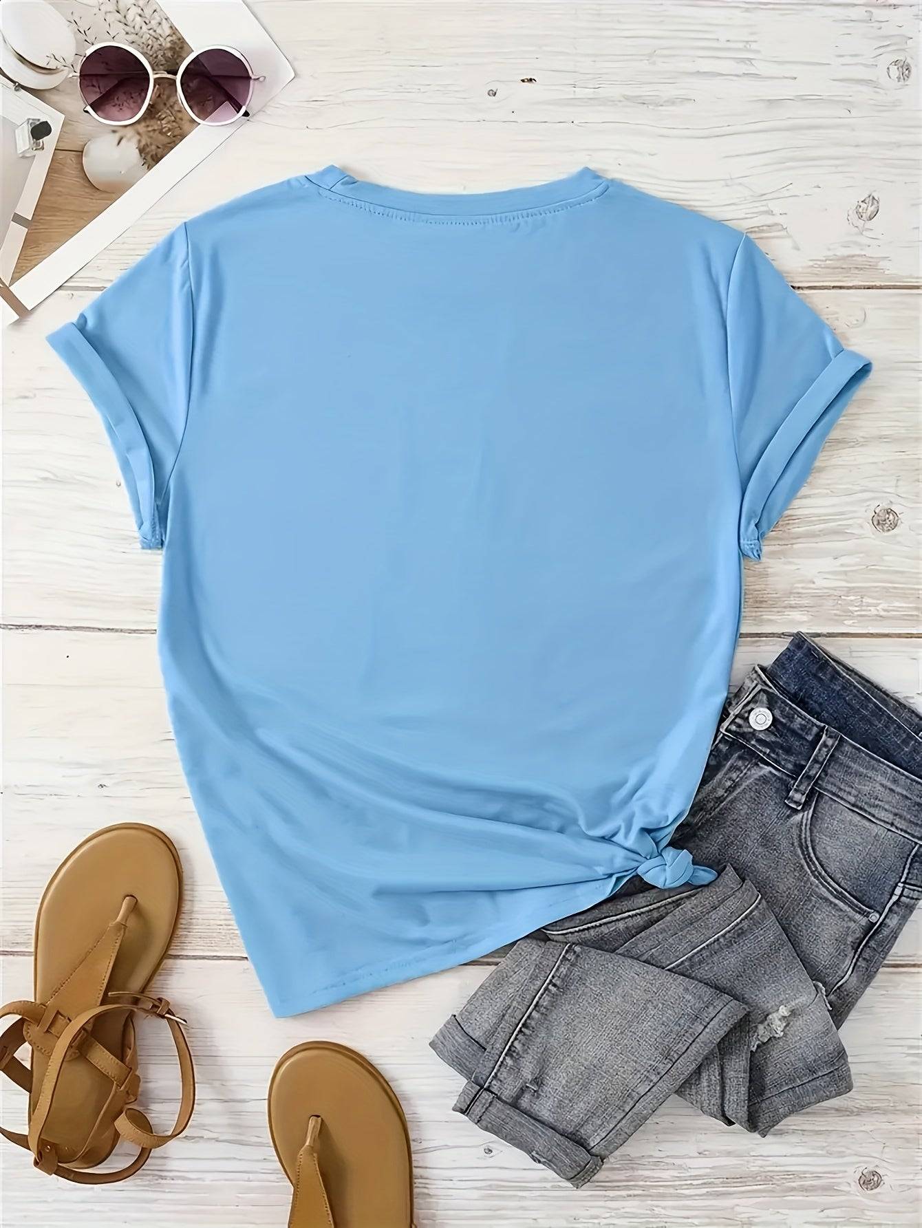 Women’s Casual T-Shirt Crew Neck Short Sleeve Top in Light Green with Inspirational Faith Print